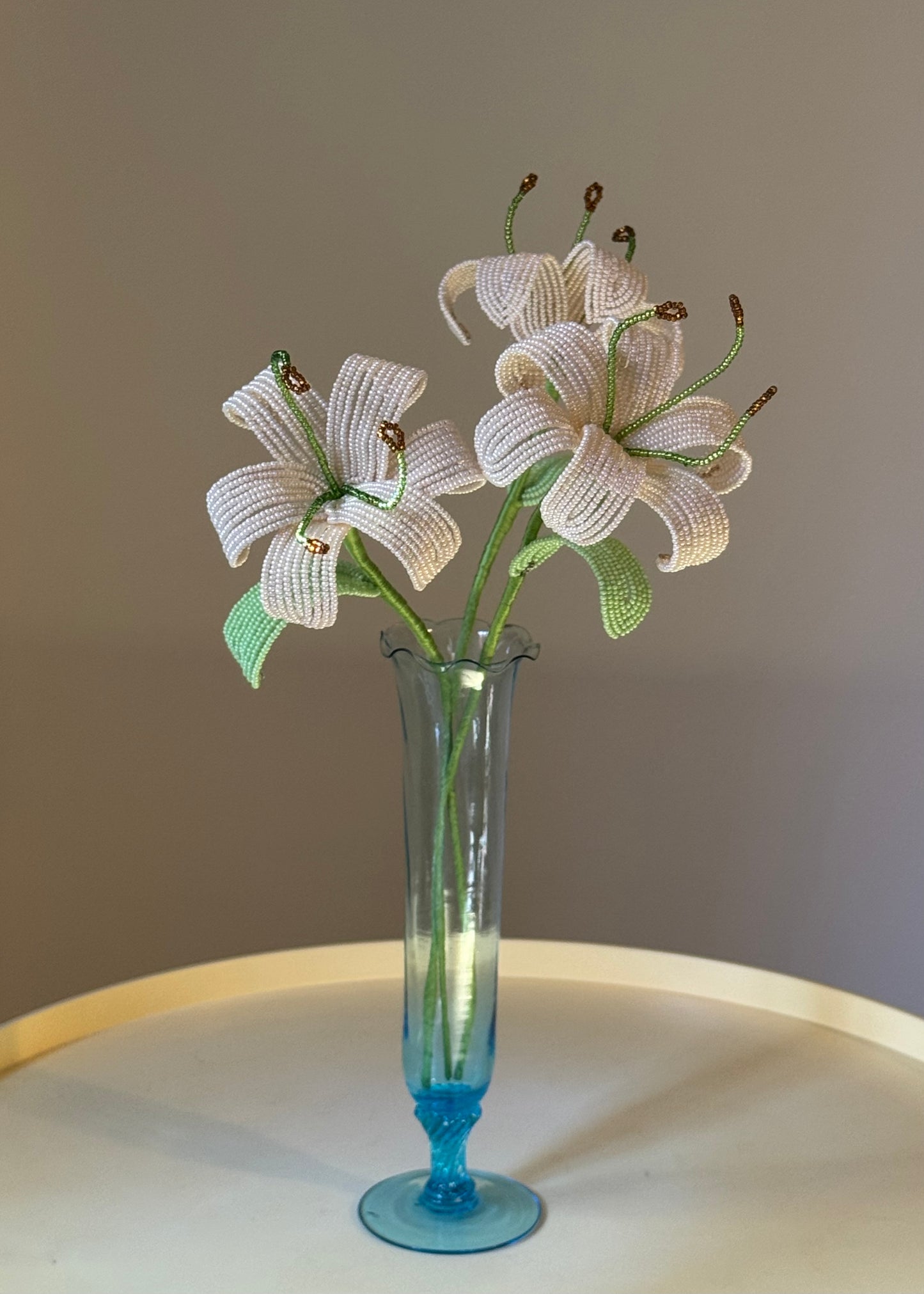clear blue glass bud vase