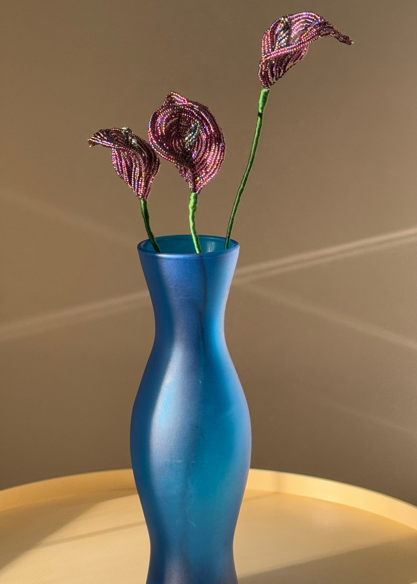 frosted glass blue vase