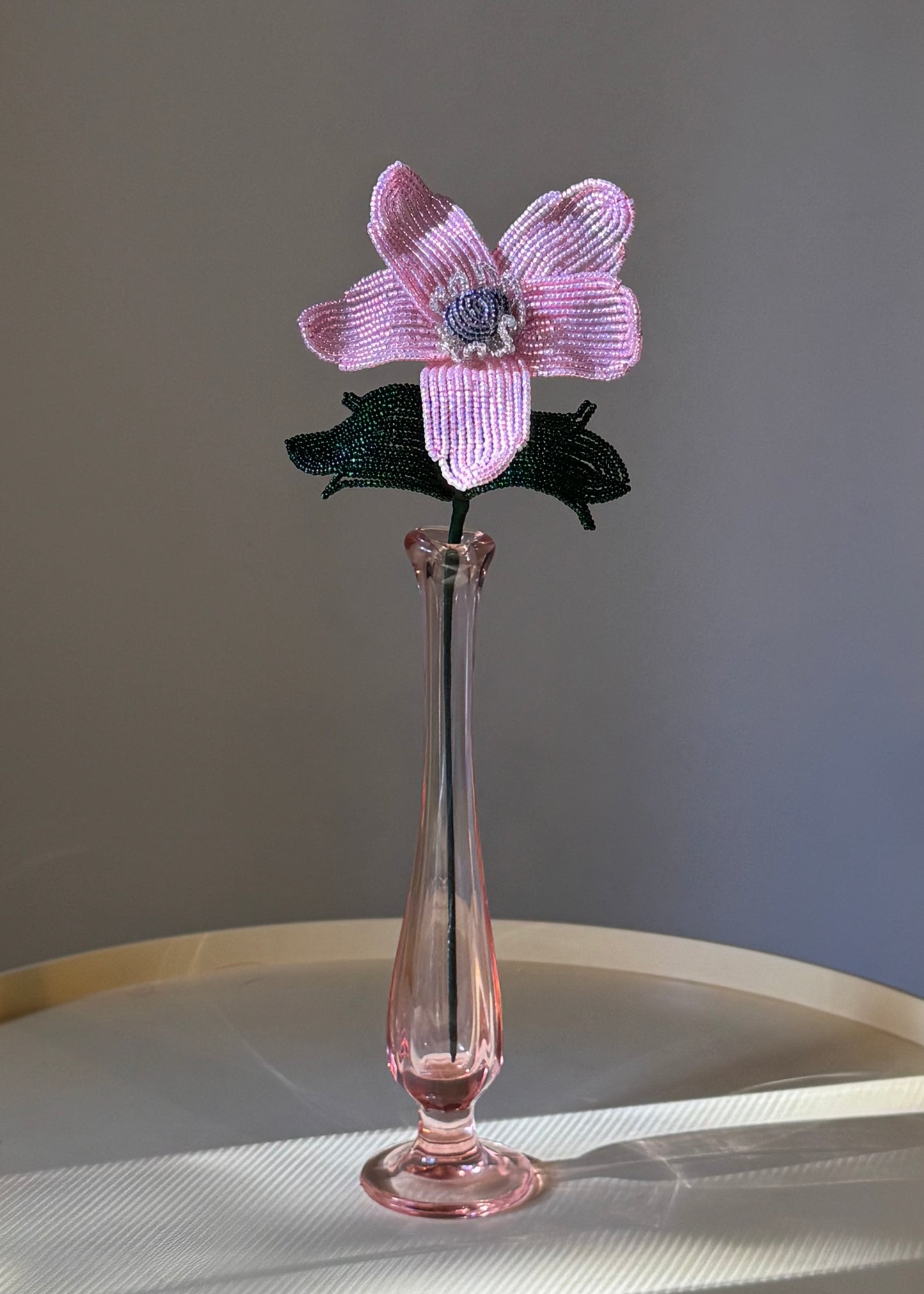 coral glass bud vase