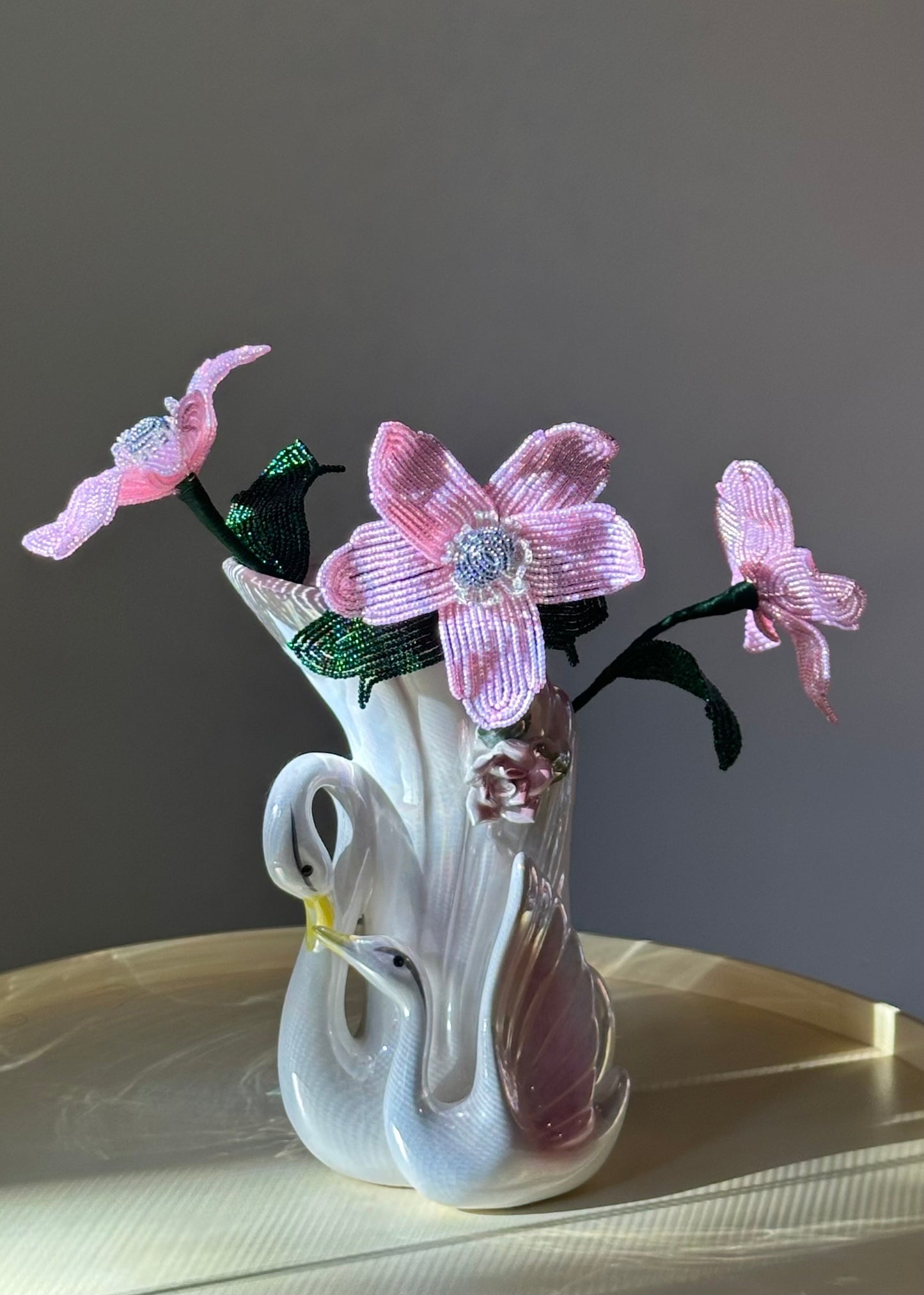 floral swan vase