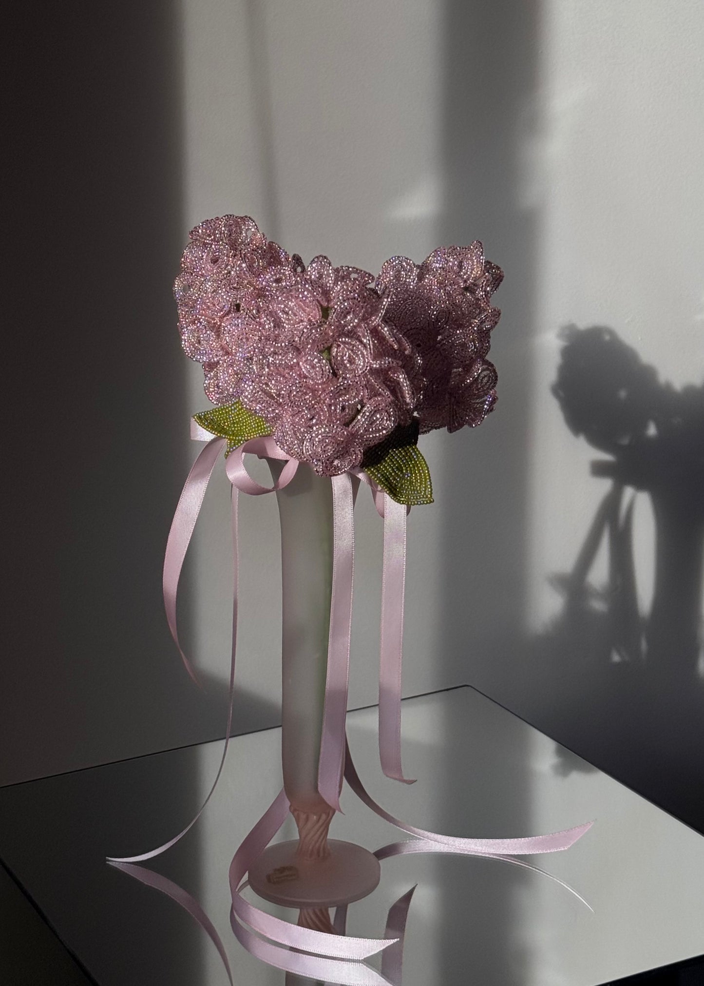 frosted pink glass vase