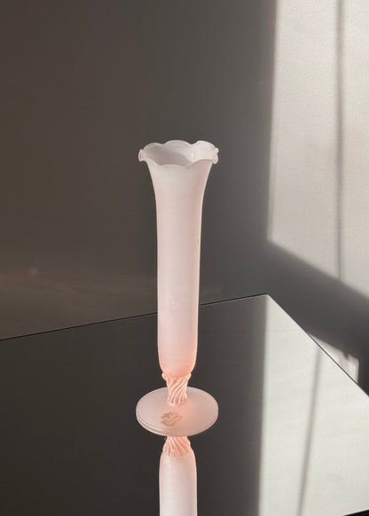 frosted pink glass vase