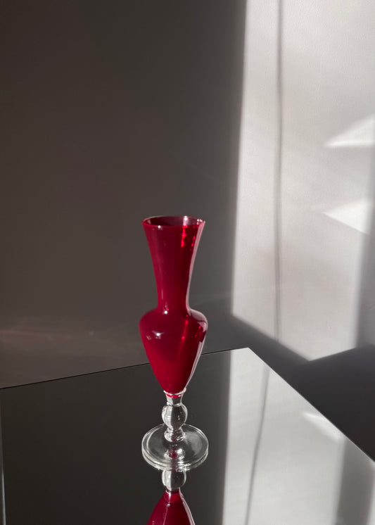 red bulb vase