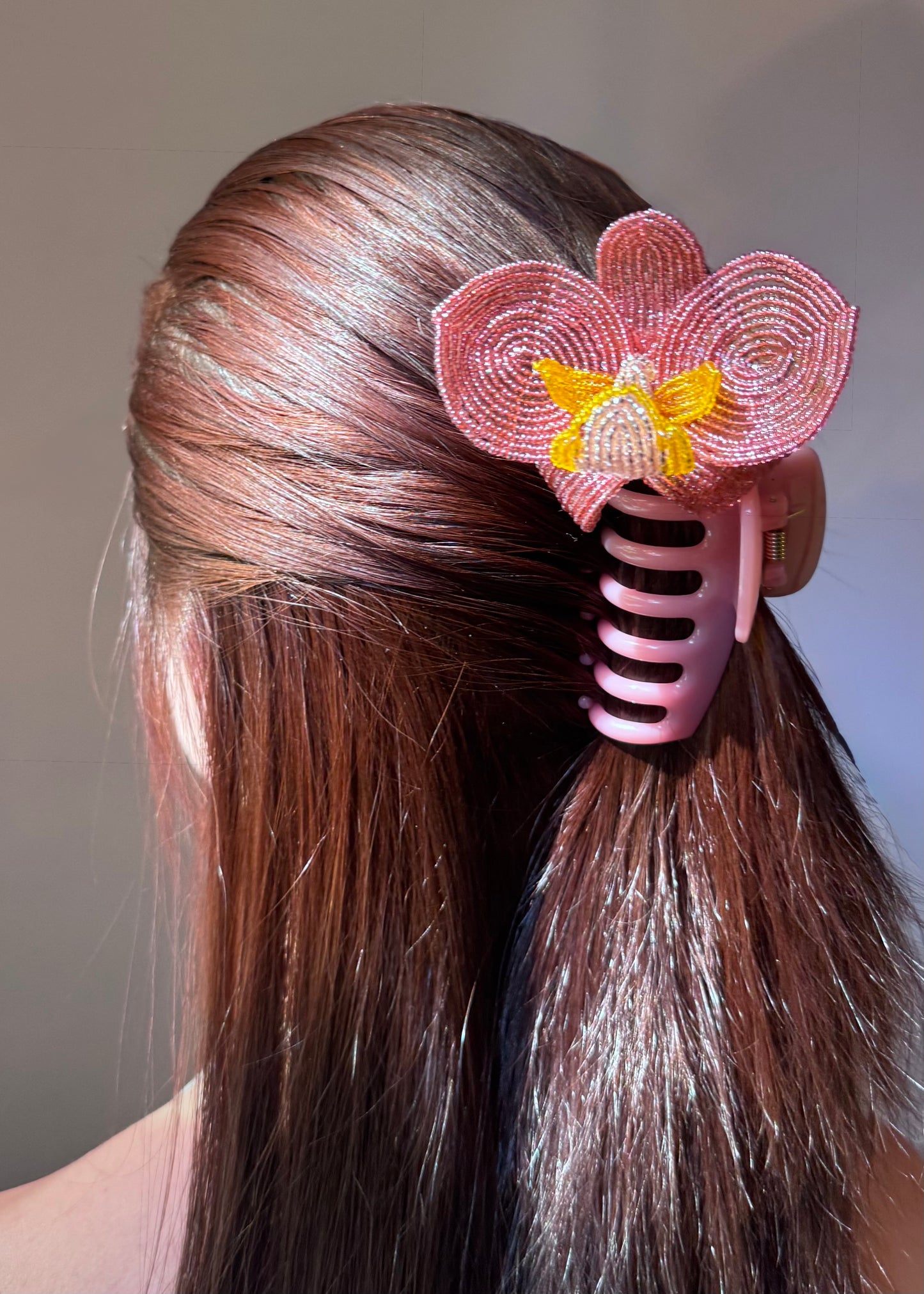 dusty pink orchid clip