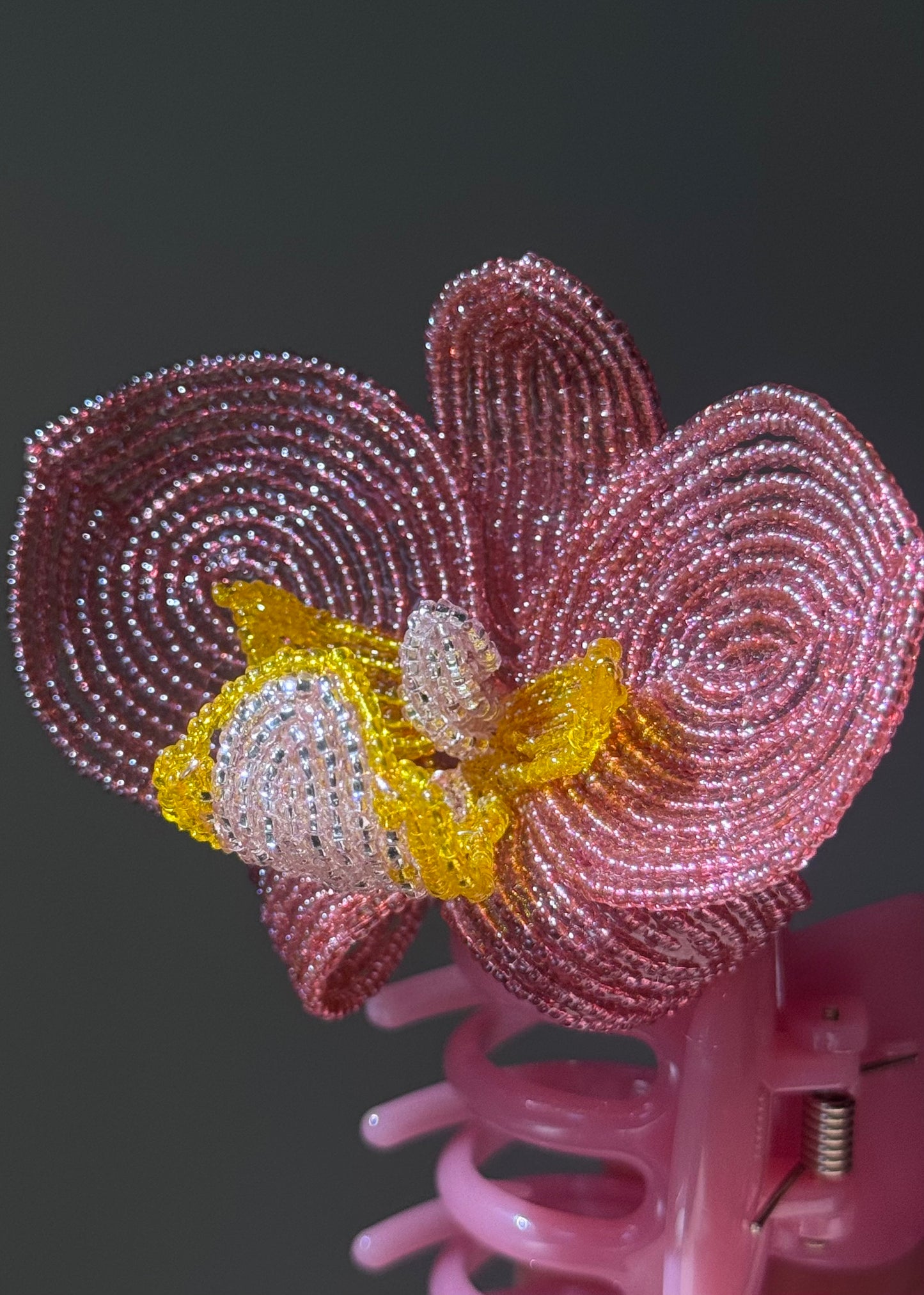 dusty pink orchid clip