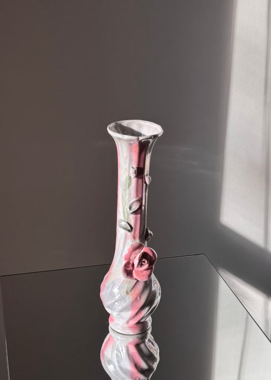cream & pink rose vase