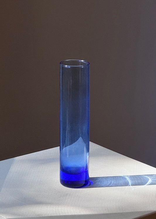 blue glass bud vase