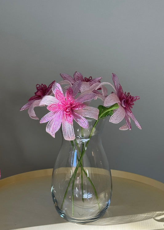 single pink dahlia stem