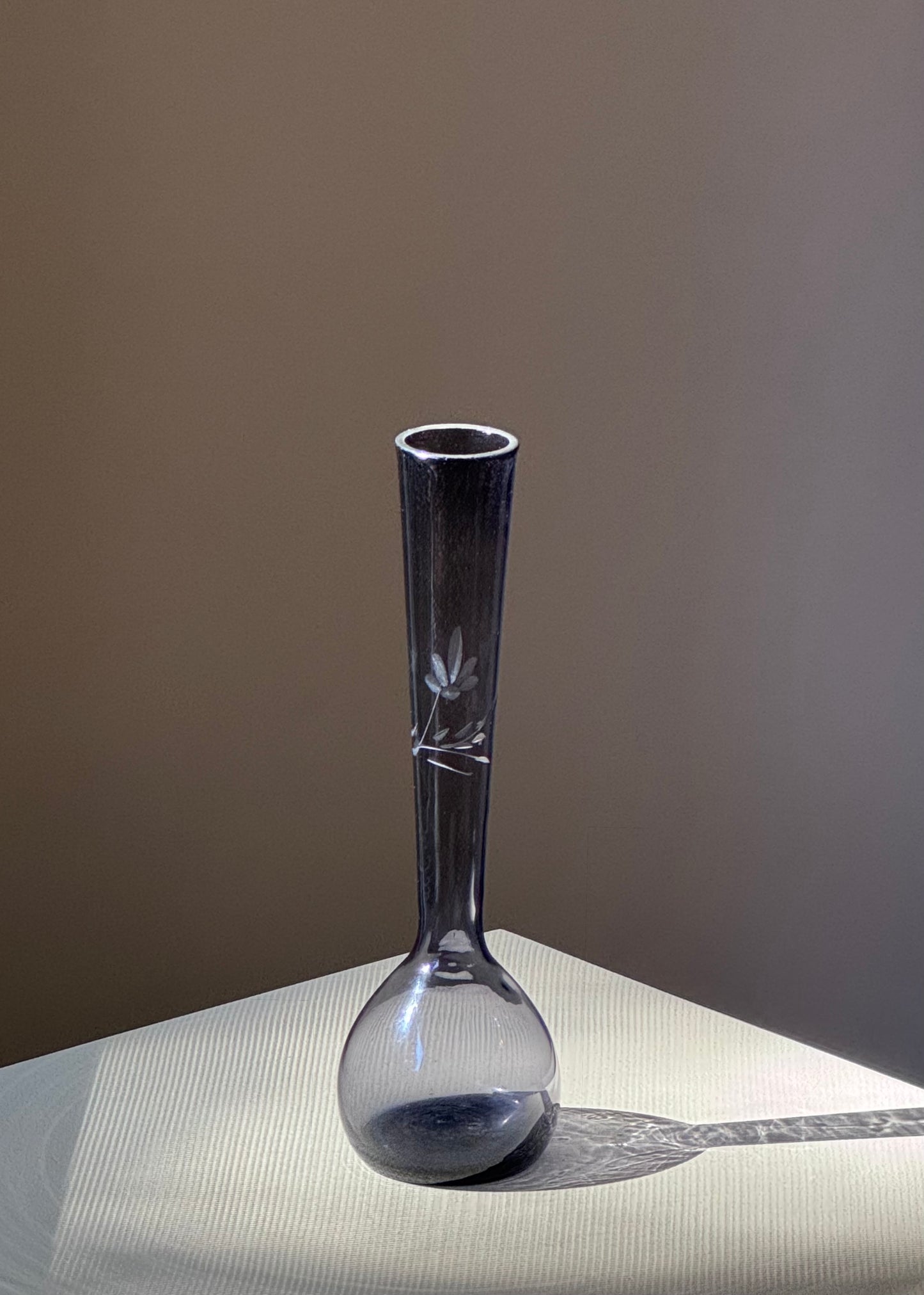etched bulb blue vase