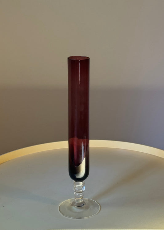 tall plum glass bud vase