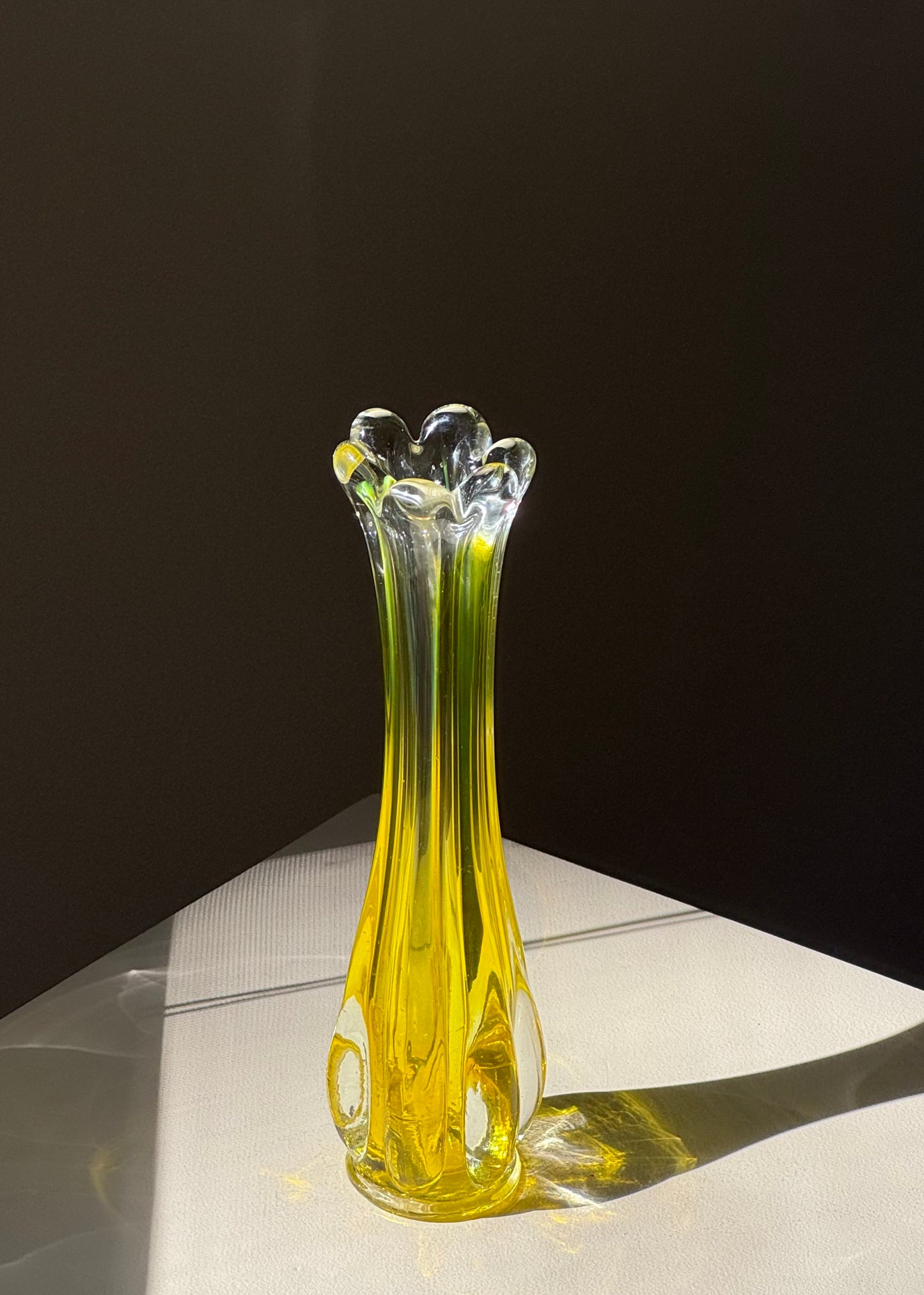 scalloped yellow vase
