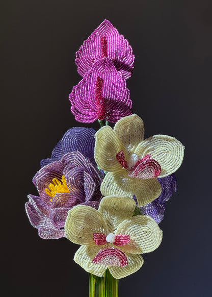 purple anthurium bouquet