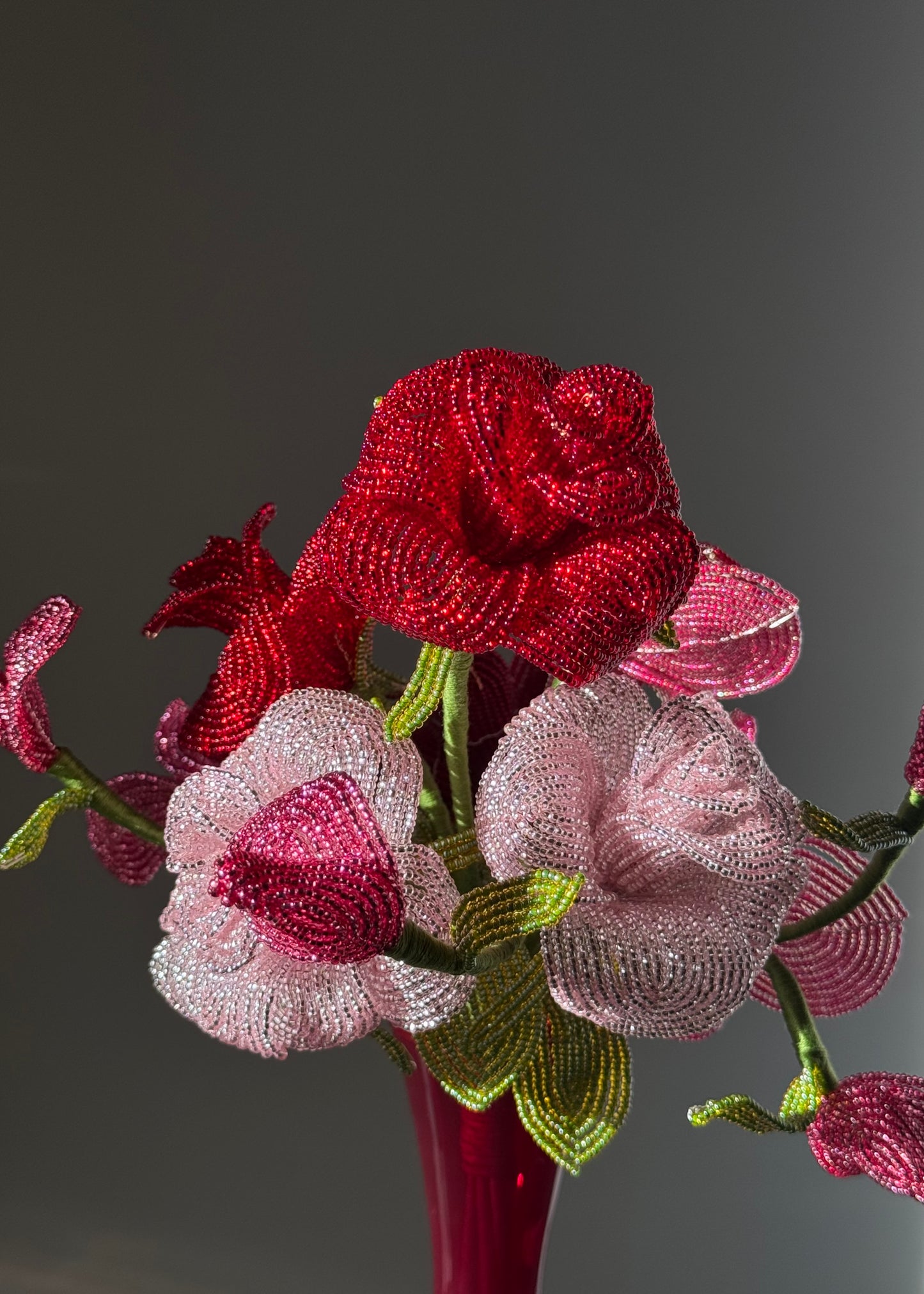 pink & red dahlia bouquet