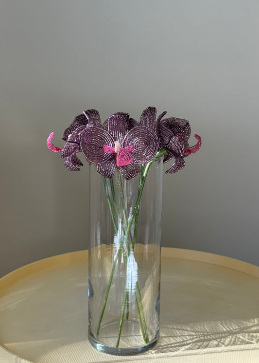 single purple orchid stem