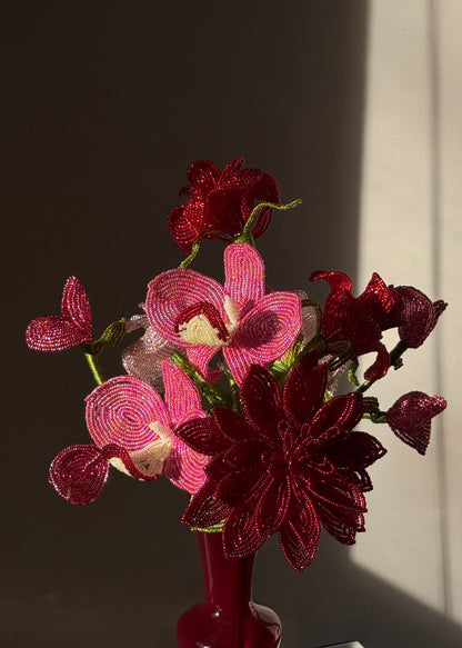 pink & red dahlia bouquet