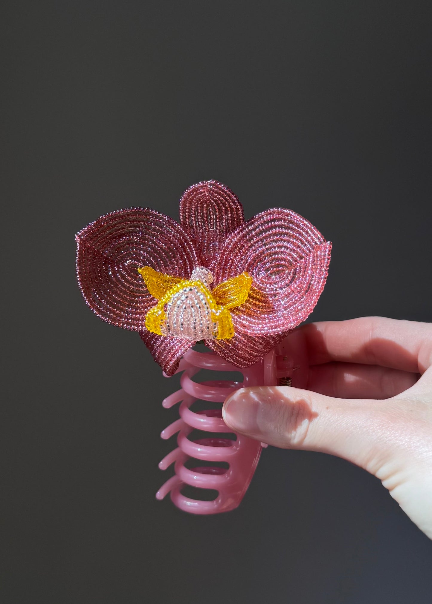 dusty pink orchid clip