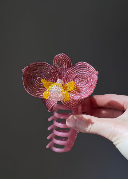 dusty pink orchid clip