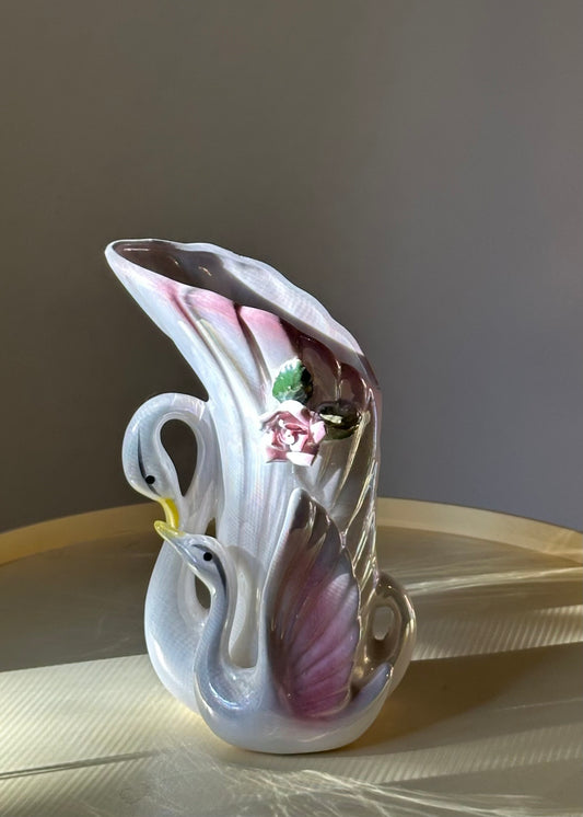 floral swan vase