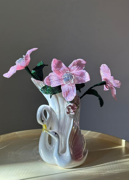 floral swan vase