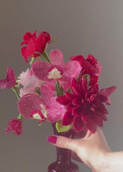 pink & red dahlia bouquet